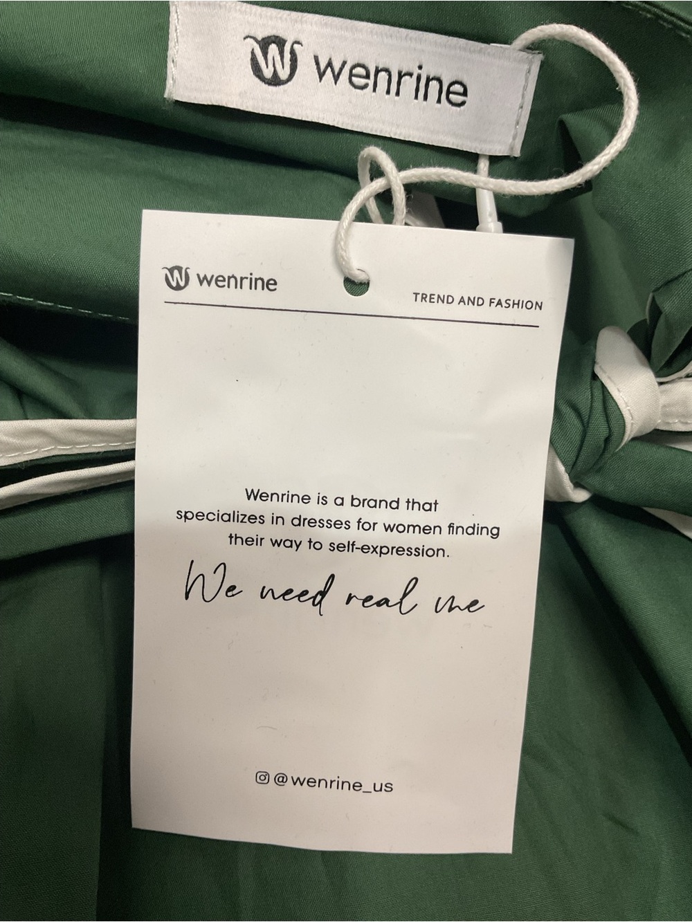 Wenrine Dark Green Drop Waist Mini Dress Size Small Tie Shoulder Bow White Trim - Picture 5 of 6